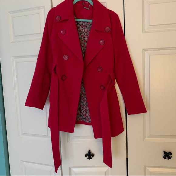 Jou Jou Jackets & Blazers - Hot Pink Pea Coat